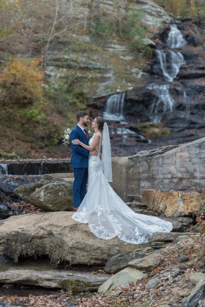 Wedding venue with outdoor wedding ceremony by waterfall near Atlanta