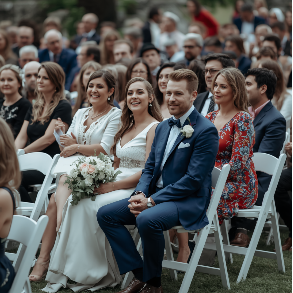 Wedding guests attending a wedding at an outdoor ceremony in Cedartown GA near Atlanta
