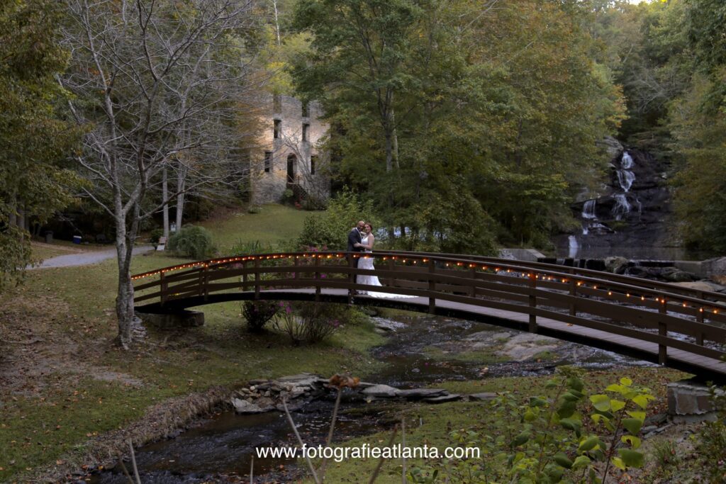 Our beautiful bride and groom enjoy a fall wedding day photo session among the historic ruins at our North Georgia wedding venue near Atlanta. 